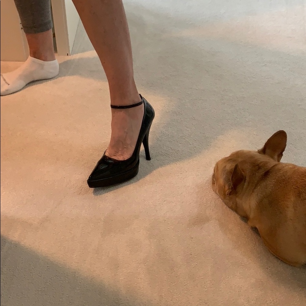 Stunning Prada platform ankle strap black heels